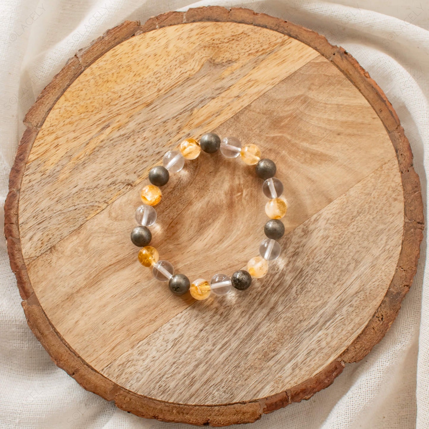 citrine pyrite and clear quartz wealth bracelet