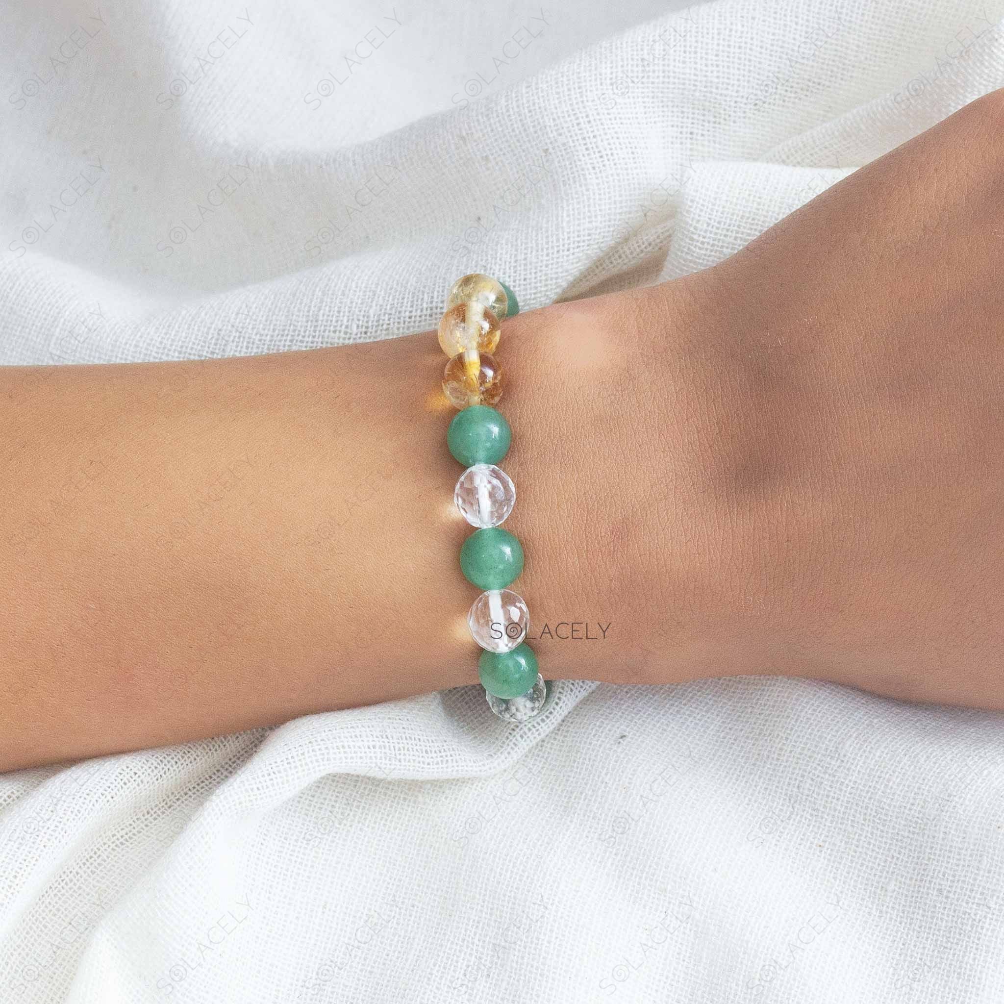 Bracelet Perles Aventurine, Citrine Et Turquoise Africaine - Fait Main Sur Mesure