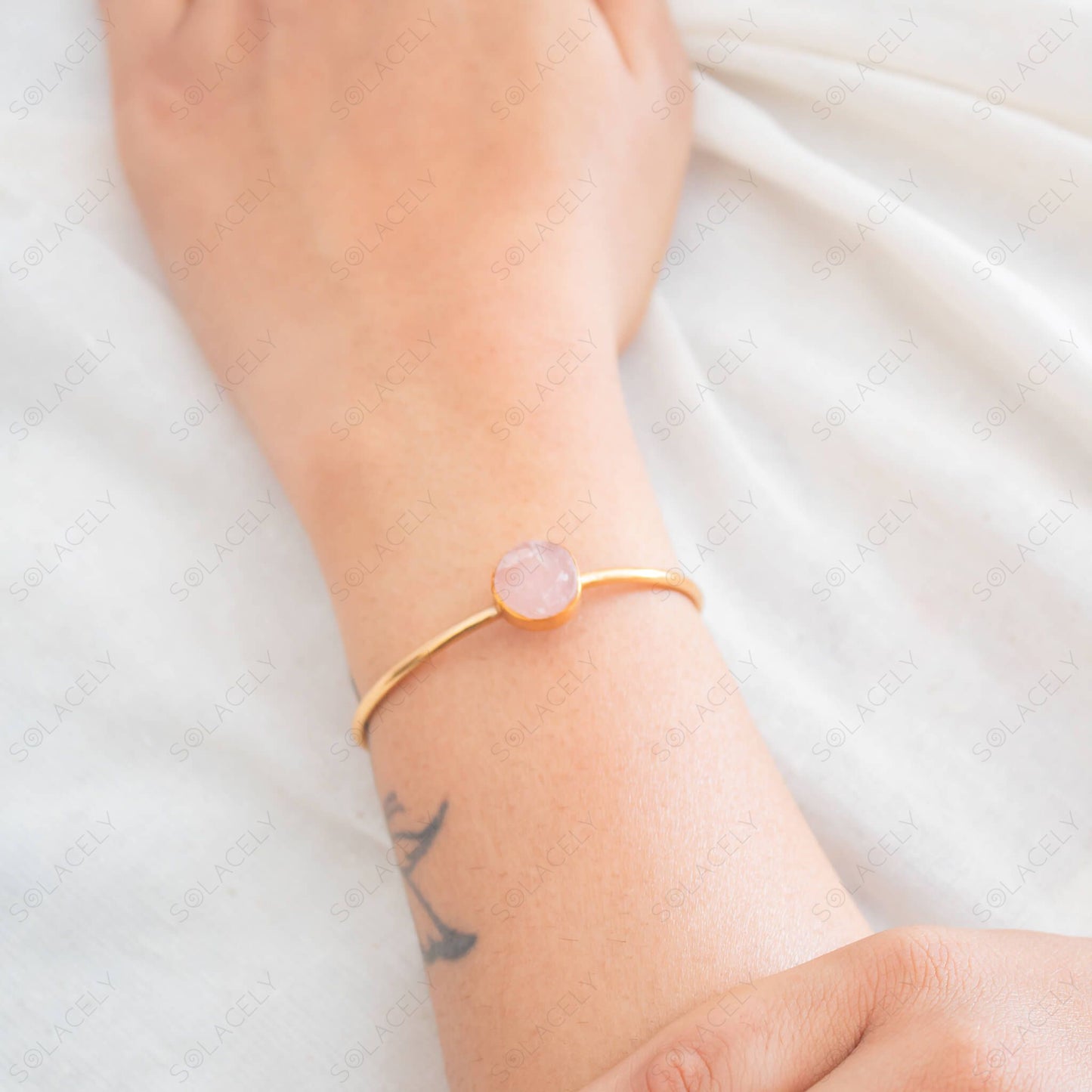 rose quartz bangle bracelet