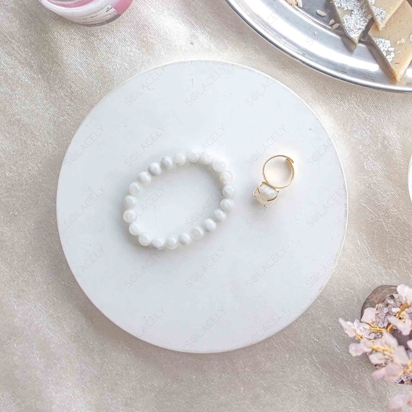 moonstone ring and moonstone bracelet rakhi hamper for sister