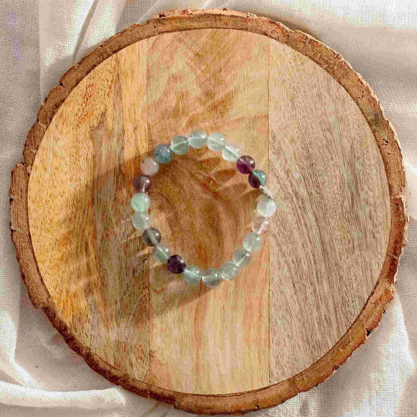 rainbow fluorite bracelet 8mm with butterfly charm