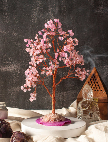 rose quartz crystal tree