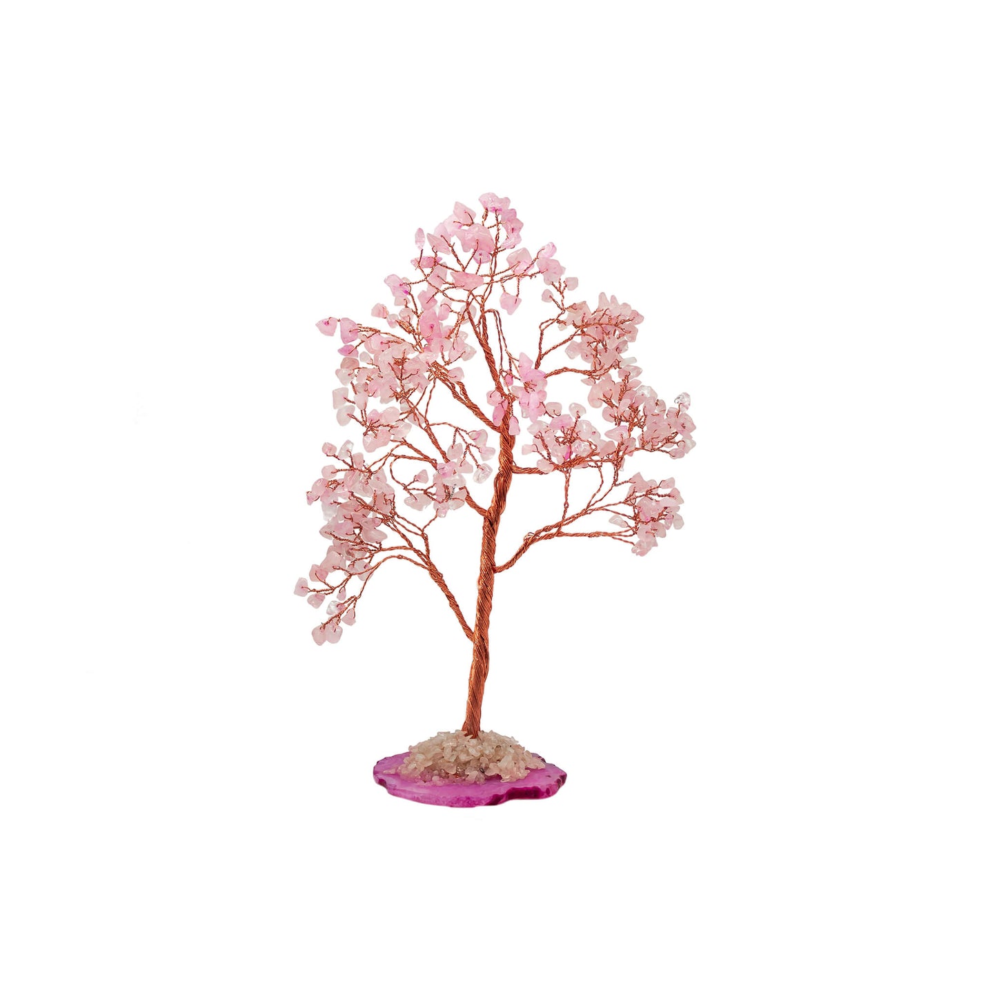 Rose quartz crystal tree