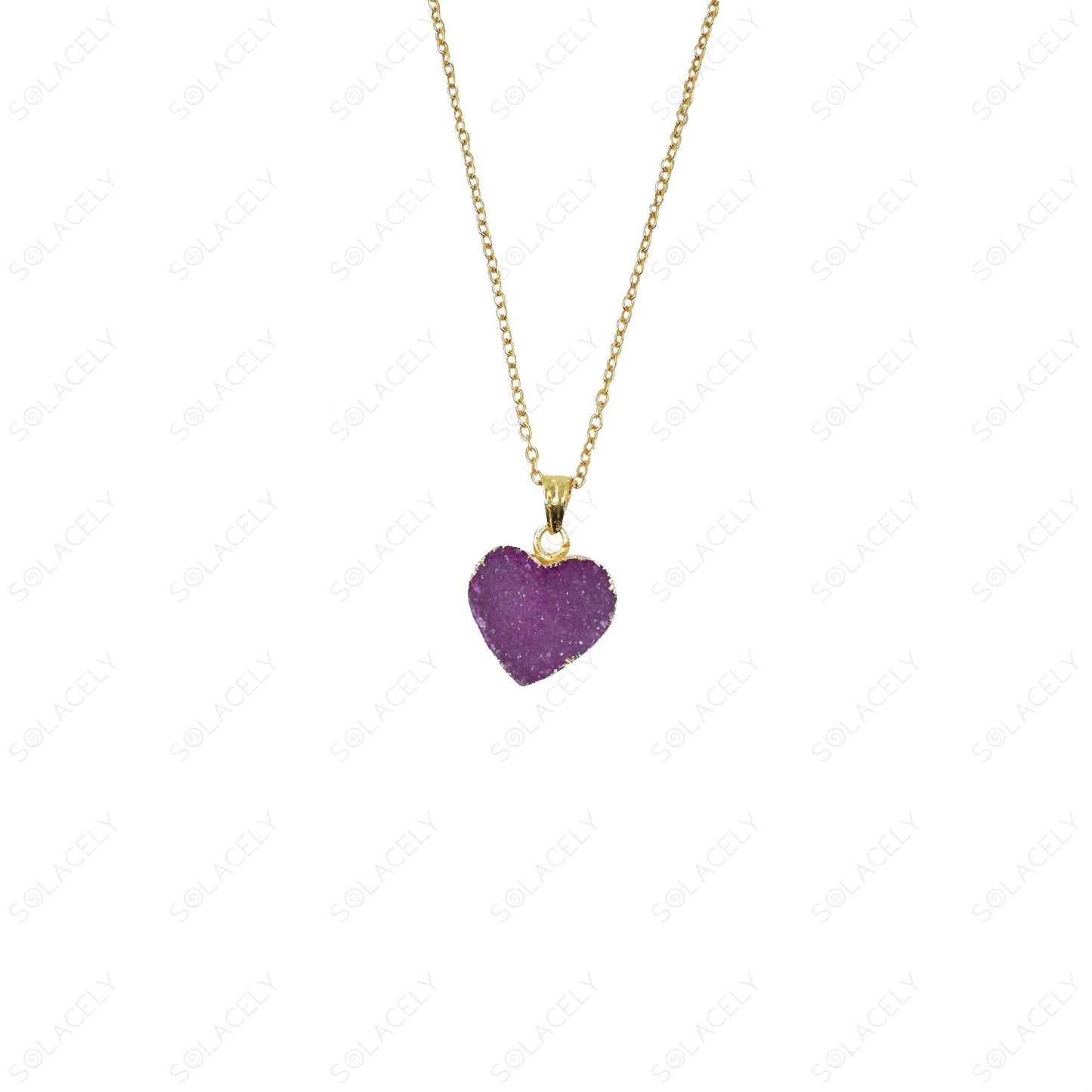 heart shaped pink druzy pendant