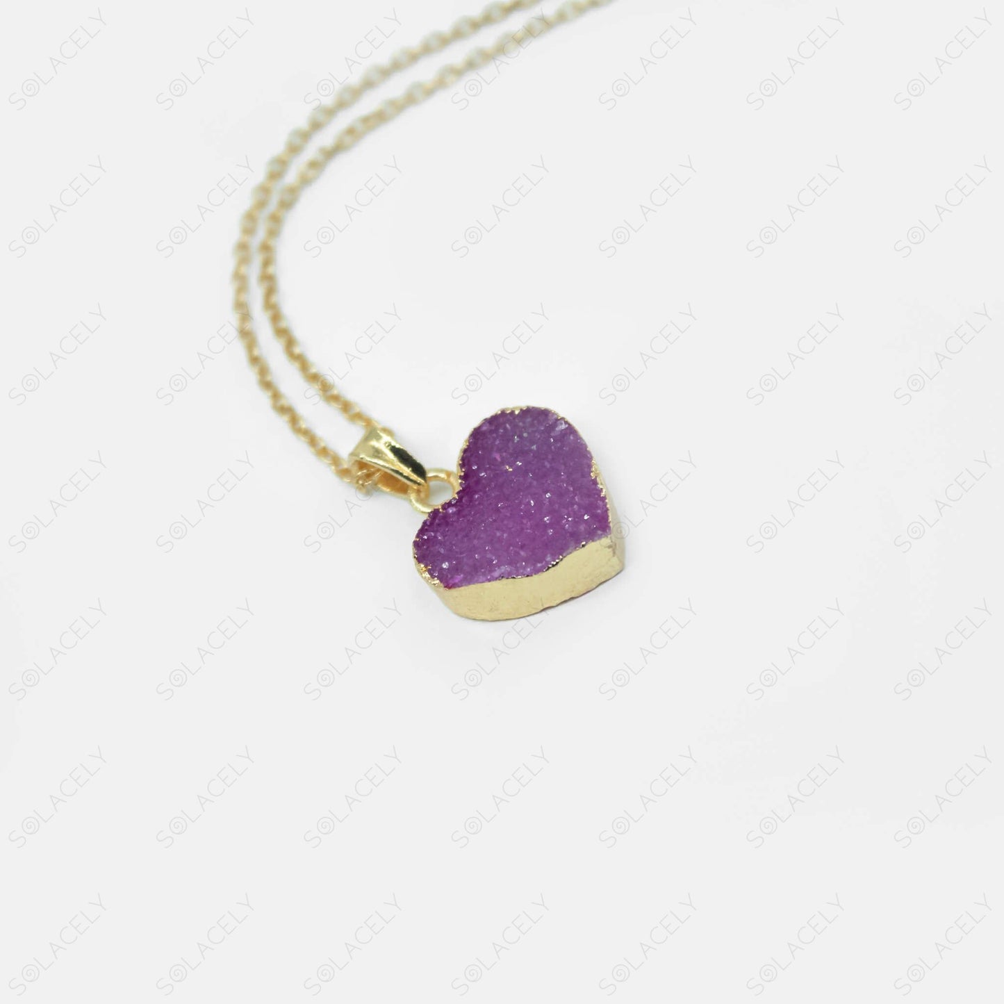 buy heart shaped pink druzy pendant for girlfriend