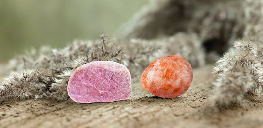 Sunstone Crystal And Rhodonite Combination