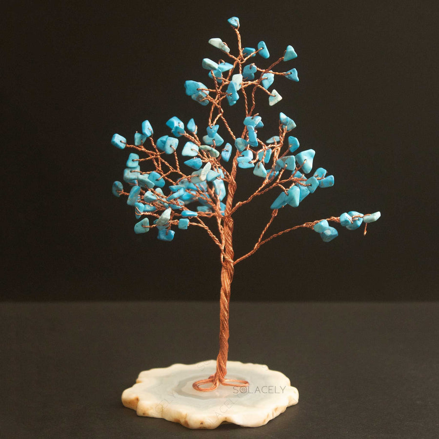 100 bead turquoise crystal tree small