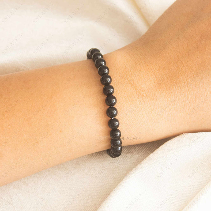 6mm black tourmaline bead bracelet for protection