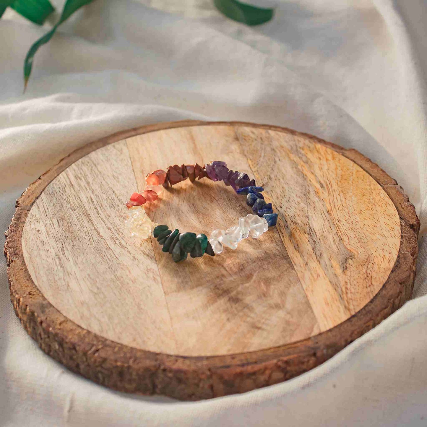 seven chakra crystal chip bracelet