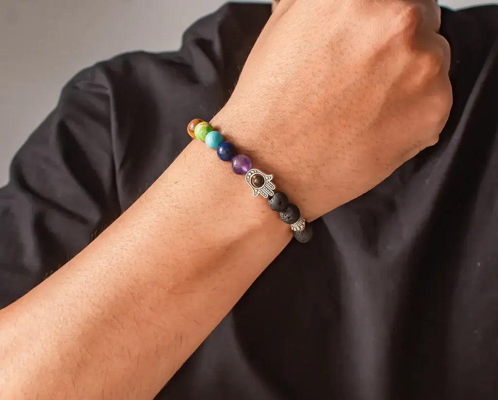 Buy 7 Chakra Lava Stone Bracelet: 8 Mm Round Lava Rock & 7 Chakra Gemstones chakra  Bracelet, Diffuser Bracelet, Handmade Crystal Bracelet Online in India -  Etsy