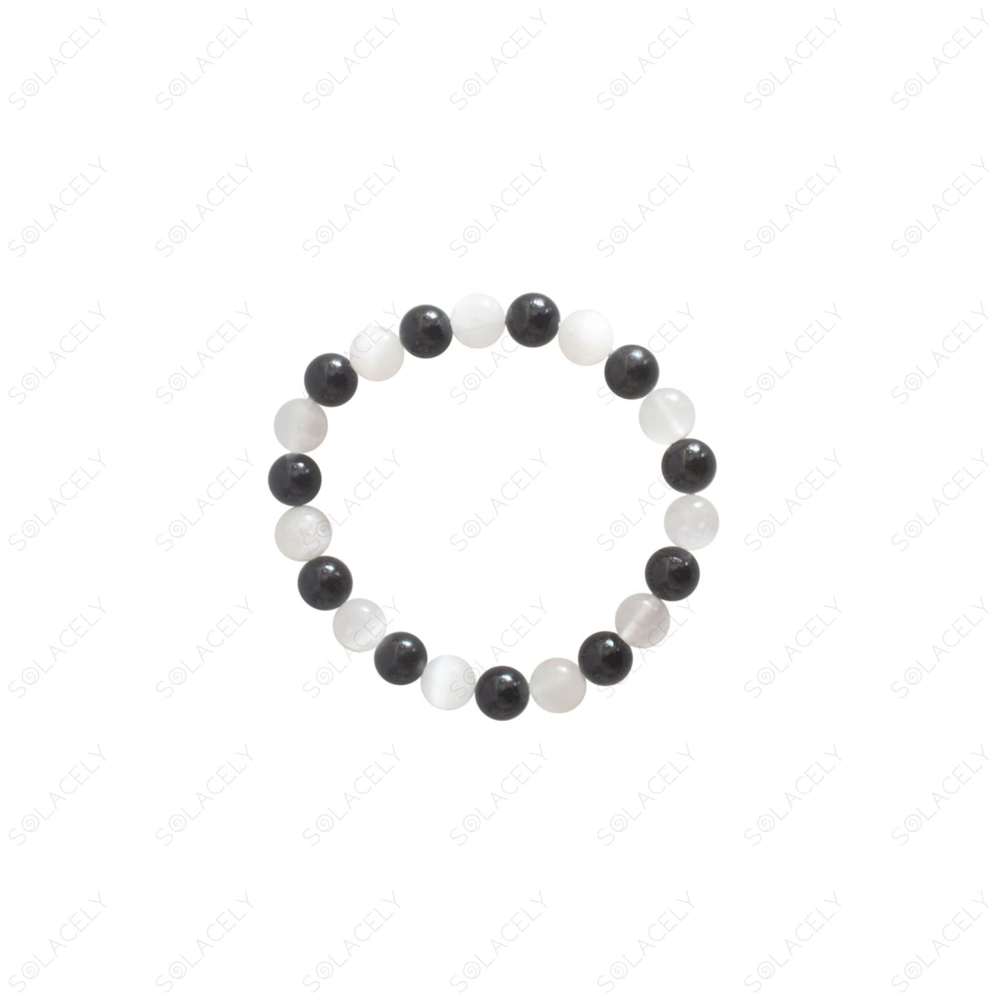 8mm bead selenite black tourmaline bracelet