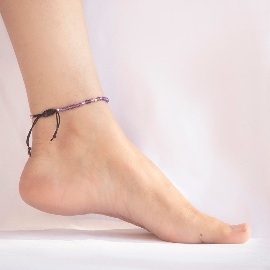 4mm beads amethyst anklet