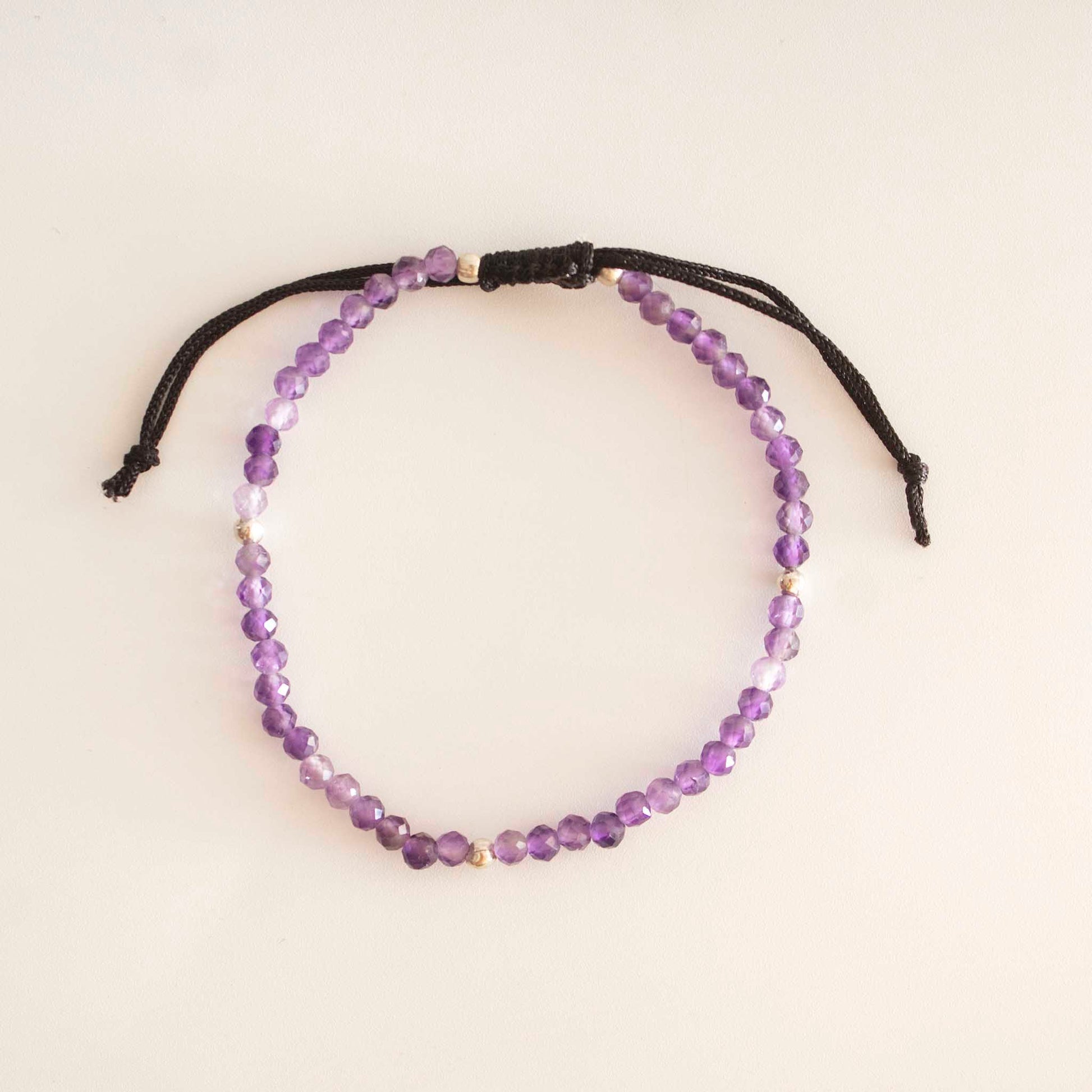 amethyst 4mm beads anklet with faceted bracelet