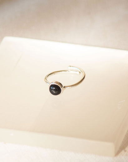 black tourmaline sterling silver ring