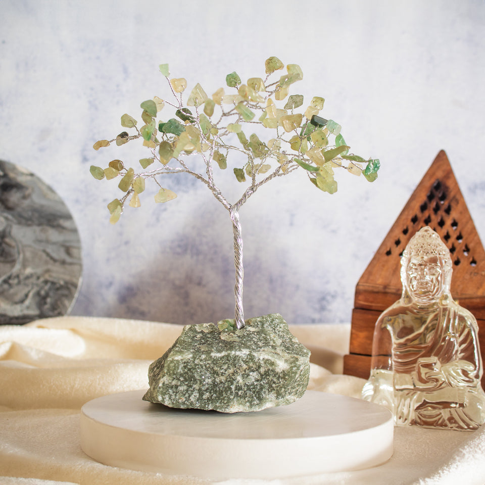 green aventurine tree with green aventurine base