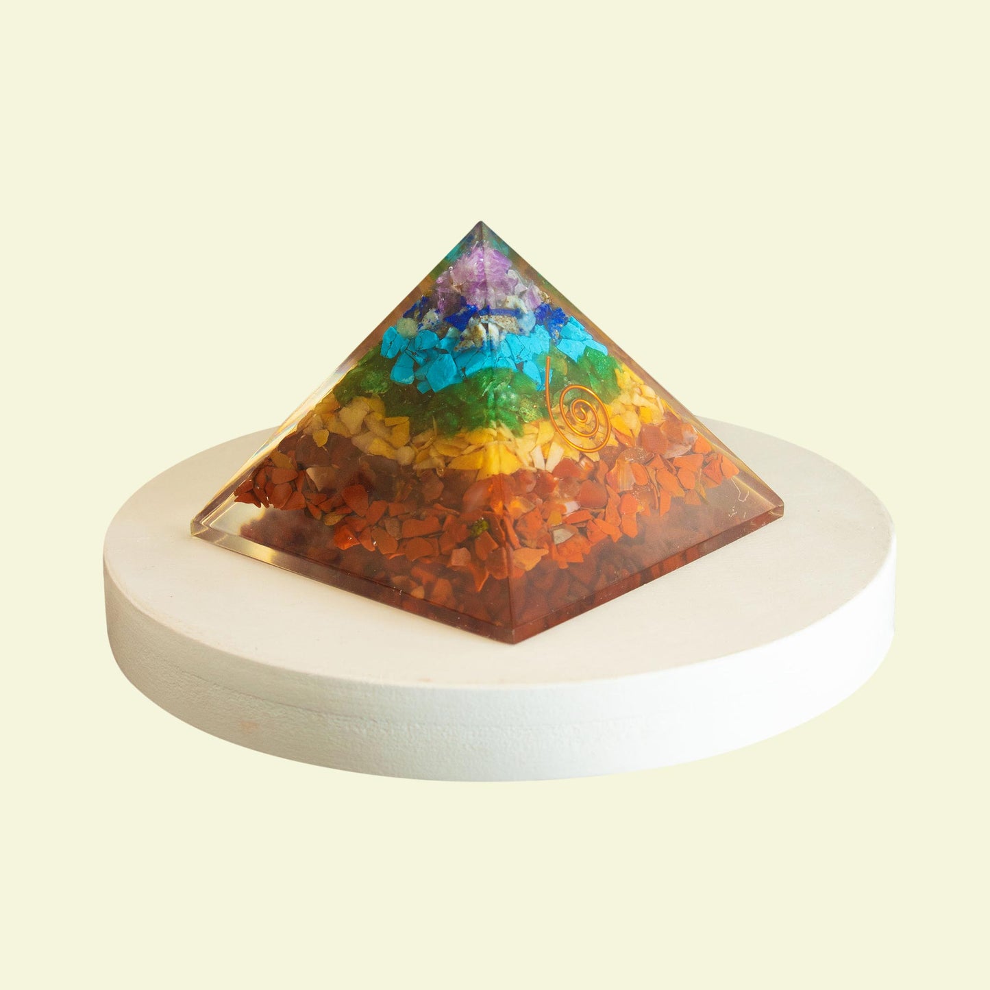Seven Chakra Orgone Pyramid - Healing Energy Home Decor