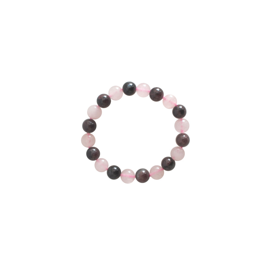 rose quartz and garnet crystal bracelet 8mm beads