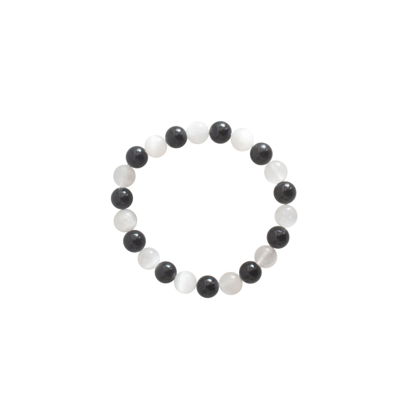 Selenite & Black Tourmaline Healing Bracelet - 8mm Beads