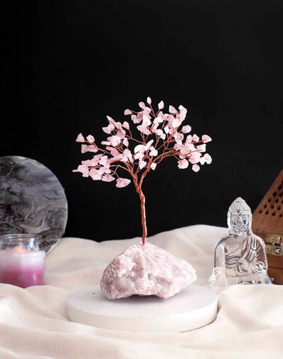 Rose quartz Crystal Tree with Rose Quartz Base