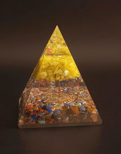 seven chakra orgone with citrine tree of life pyramid