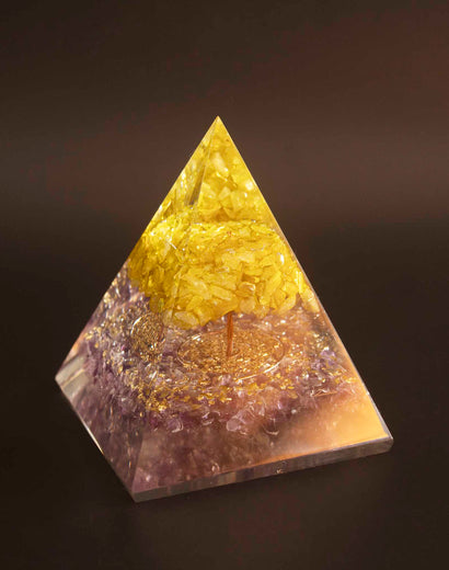 amethyst pyramid with citrine tree
