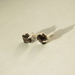 Raw Black Tourmaline Sterling Silver Earrings