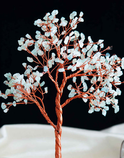 Aquamarine Crystal Tree of Life with Agate Base
