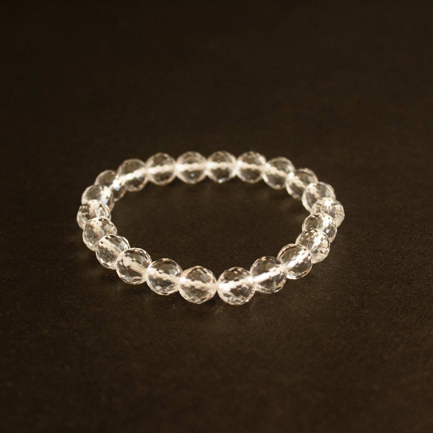 Clear Quartz Faceted Bracelet-8mm Beads