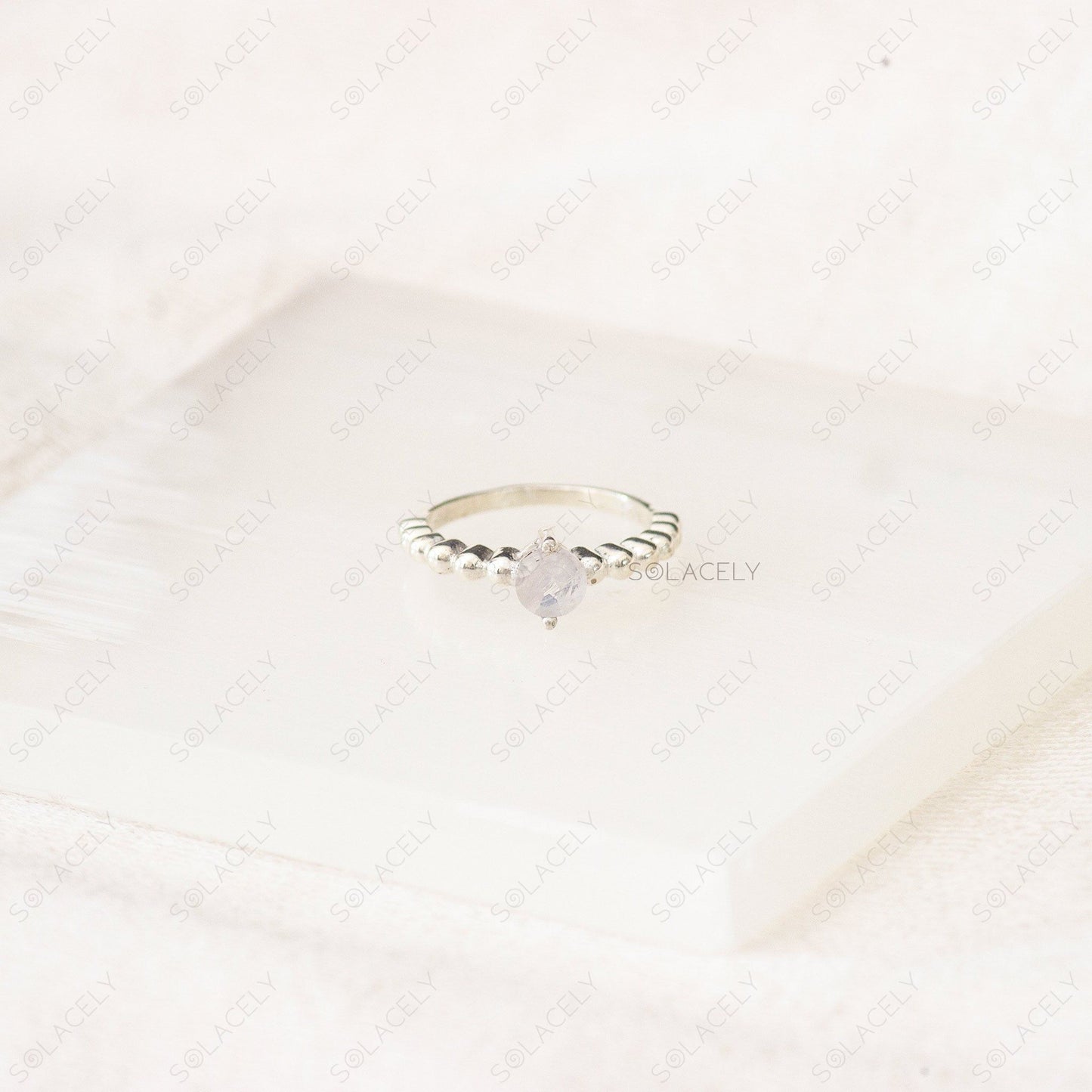 Faceted Moonstone Sterling Silver Ring