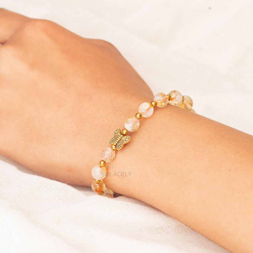 citrine bracelet with golden hematite beads