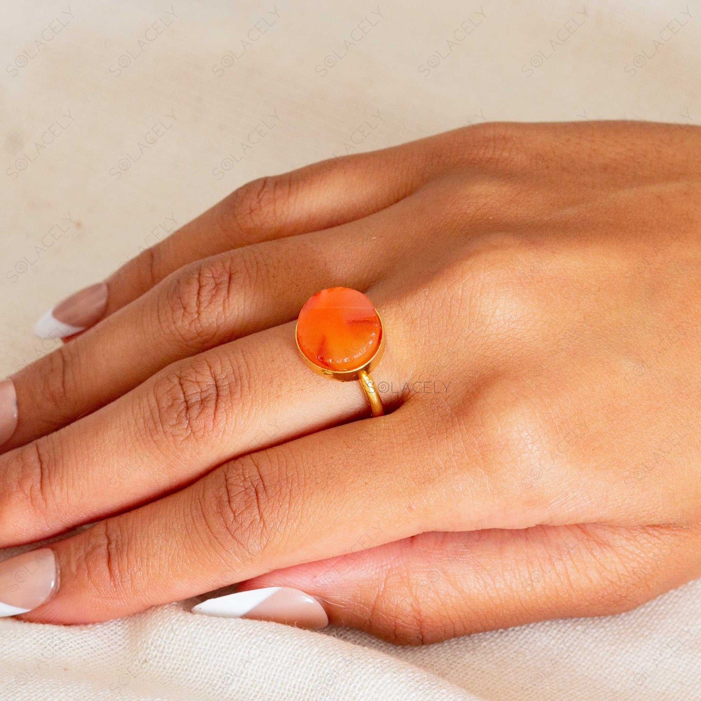 Raw Carnelian Ring - Round