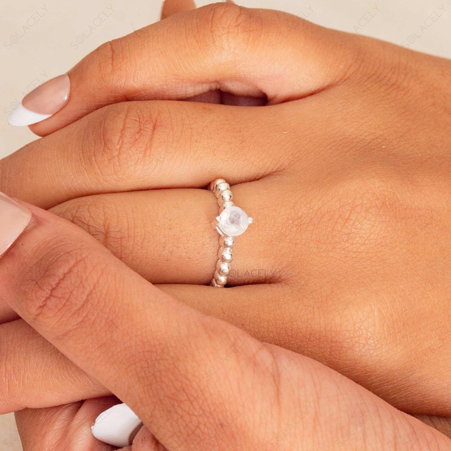 Faceted Moonstone Sterling Silver Ring