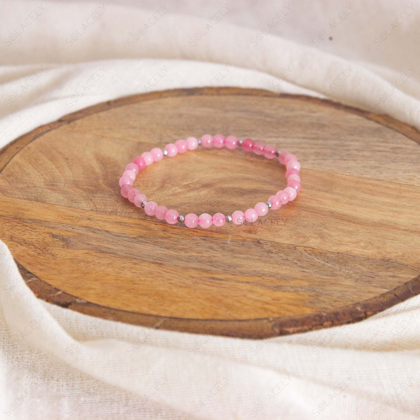 Rose Quartz Bracelet With Silver Hematite Spacers