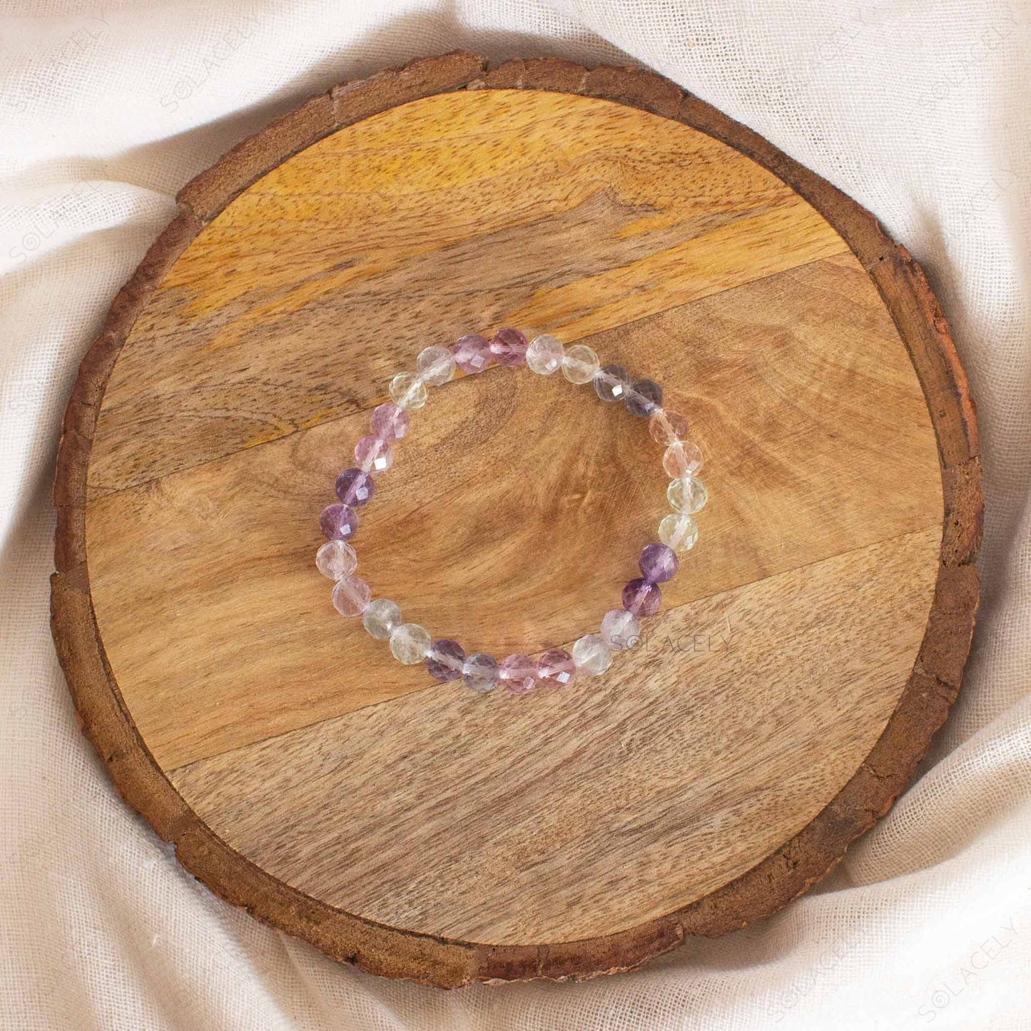 Rainbow Flourite Faceted Bracelet-8mm Beads