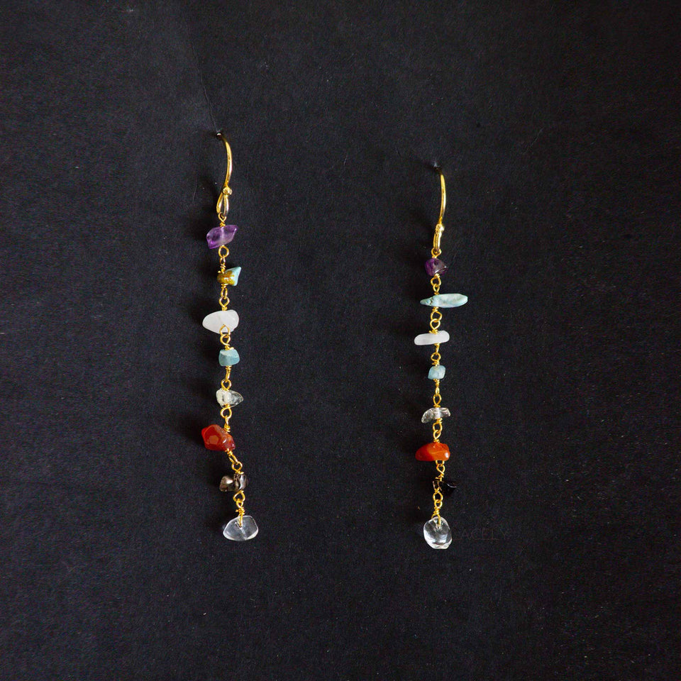 Seven Chakra Gold plated Earring