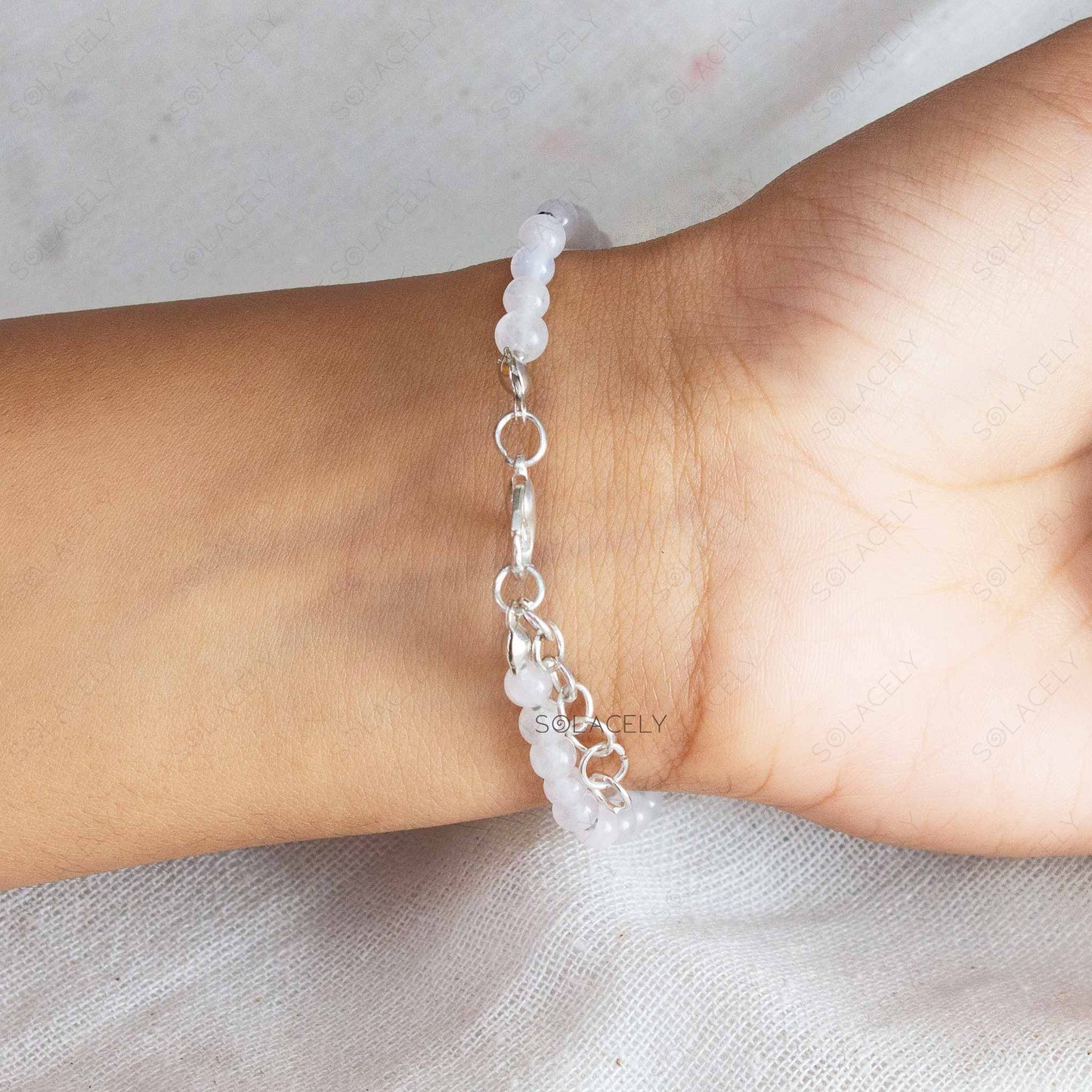 White Quartz Beaded Bracelet - Adjustable