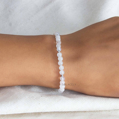 White Quartz Beaded Bracelet - Adjustable