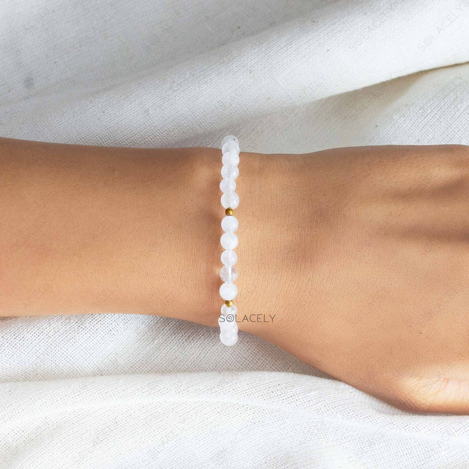 White Quartz Beaded Bracelet - Adjustable