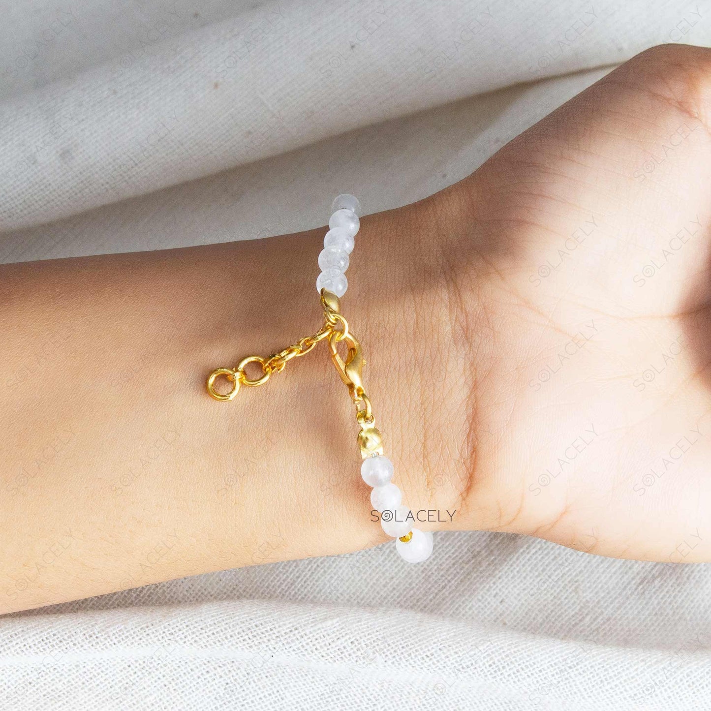 White Quartz Beaded Bracelet - Adjustable