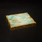 Natural Green Jade Stone Coaster with Golden Edges