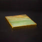 Natural Green Jade Stone Coaster with Golden Edges