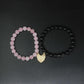 Magnetic Bracelet for Couple with Authentic Rose Quartz and Black Tourmaline Beads