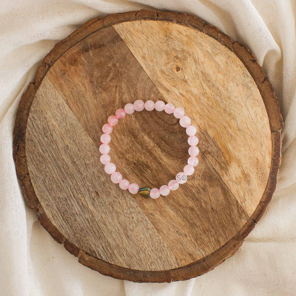 Rose Quartz Bracelet With Heart Charm