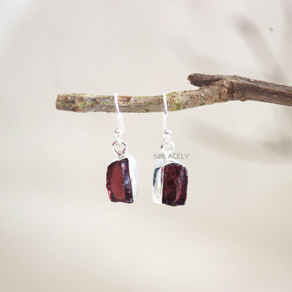 Raw Crystal Sterling Silver Drop Earrings