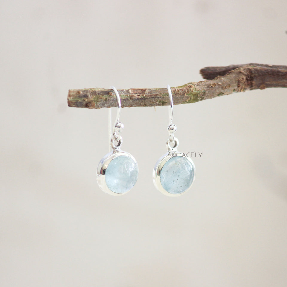 Aquamarine Sterling Silver Crystal Earrings