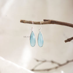 Dangle Drop Sterling Silver Faceted Crystal Earrings