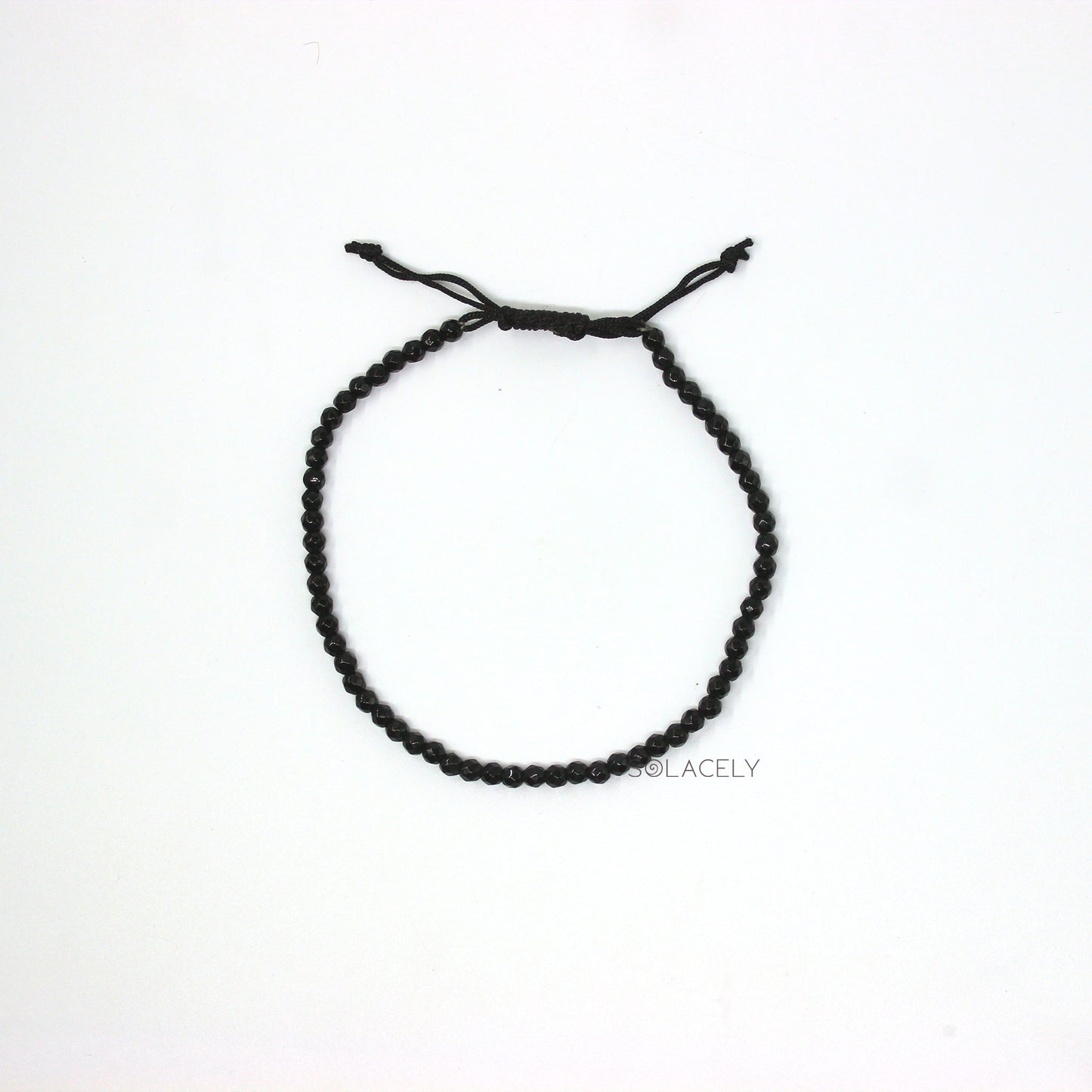 Black Tourmaline Anklet with 4mm Faceted Beads