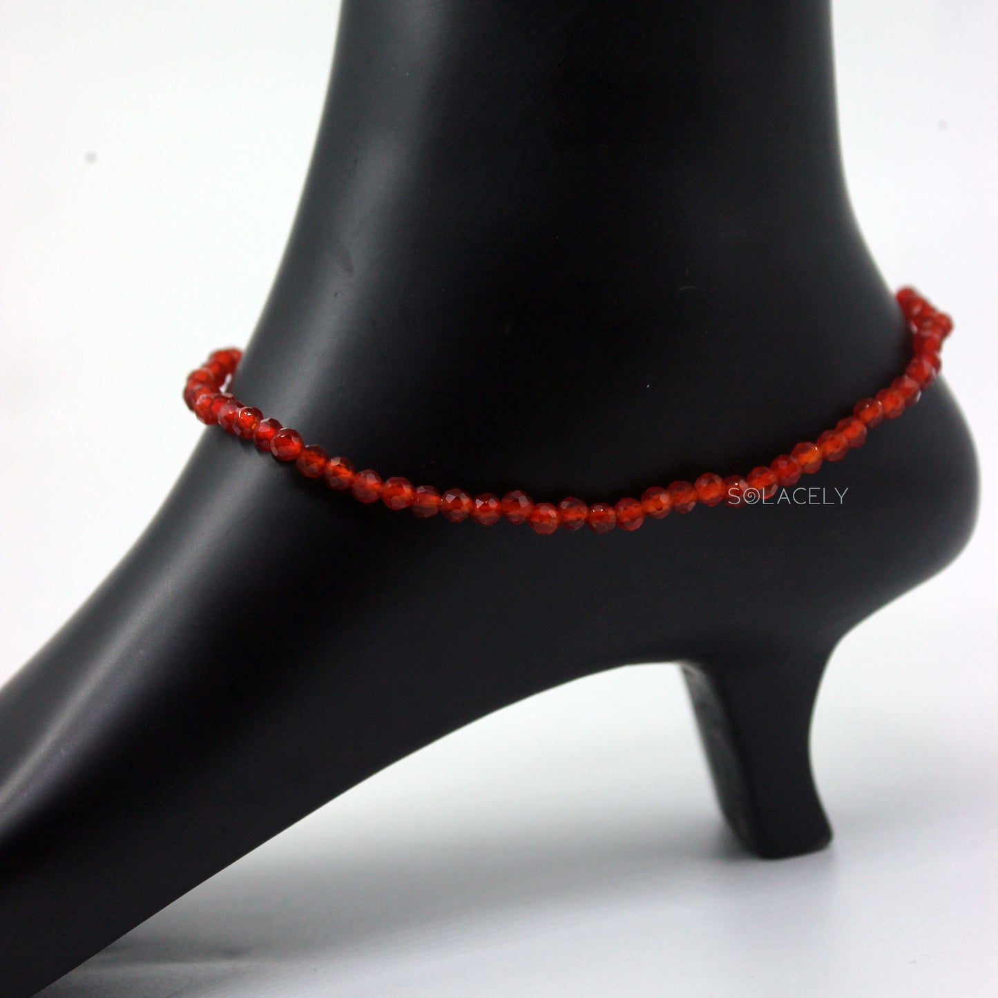 Carnelian Anklet with 4mm Faceted Beads