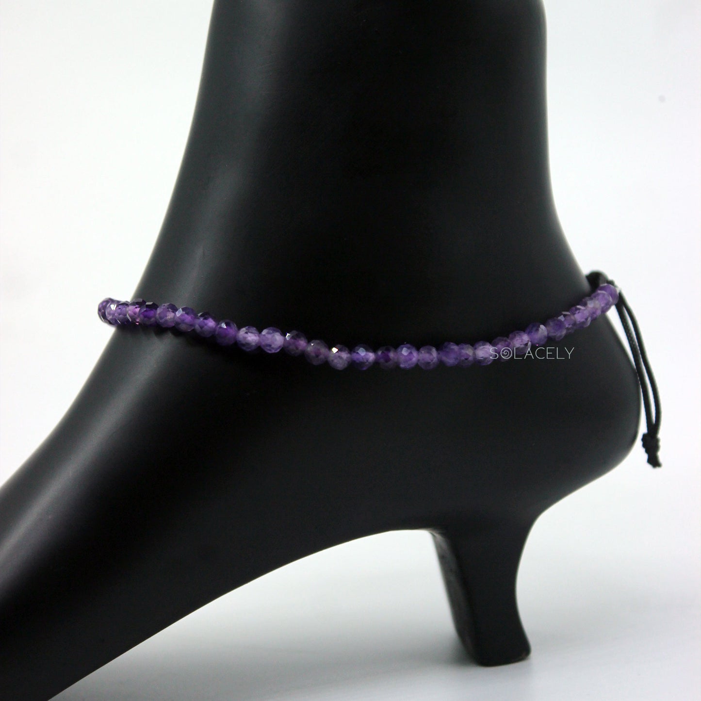 Amethyst Anklet with 4mm Faceted Beads