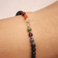 Seven Chakra Bracelet with Black Tourmaline - 4mm Beads